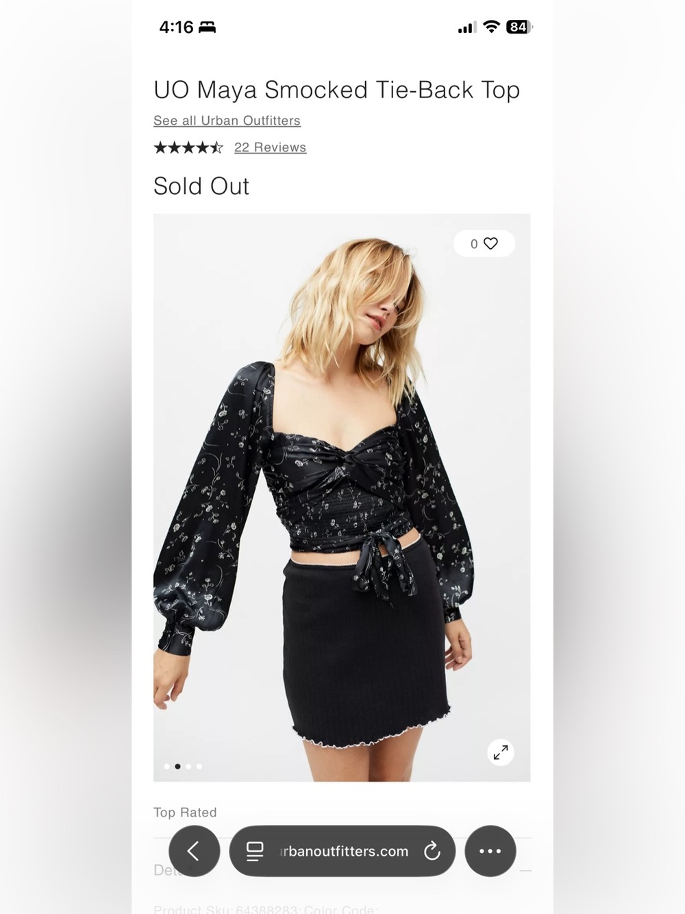 Urban Outfitters Maya Smocked Tie-Back Top
